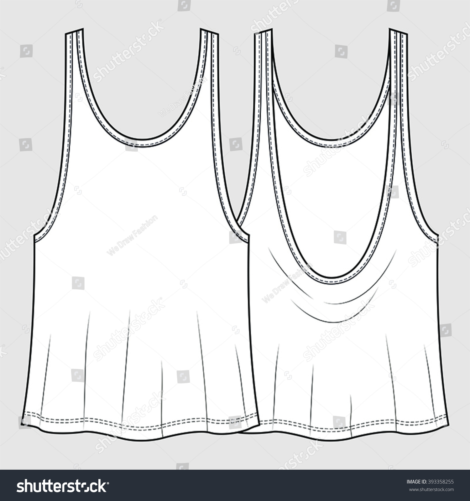 Cowl Back Singlet/Tank Top. Fashion Illustration, Cad, Technical