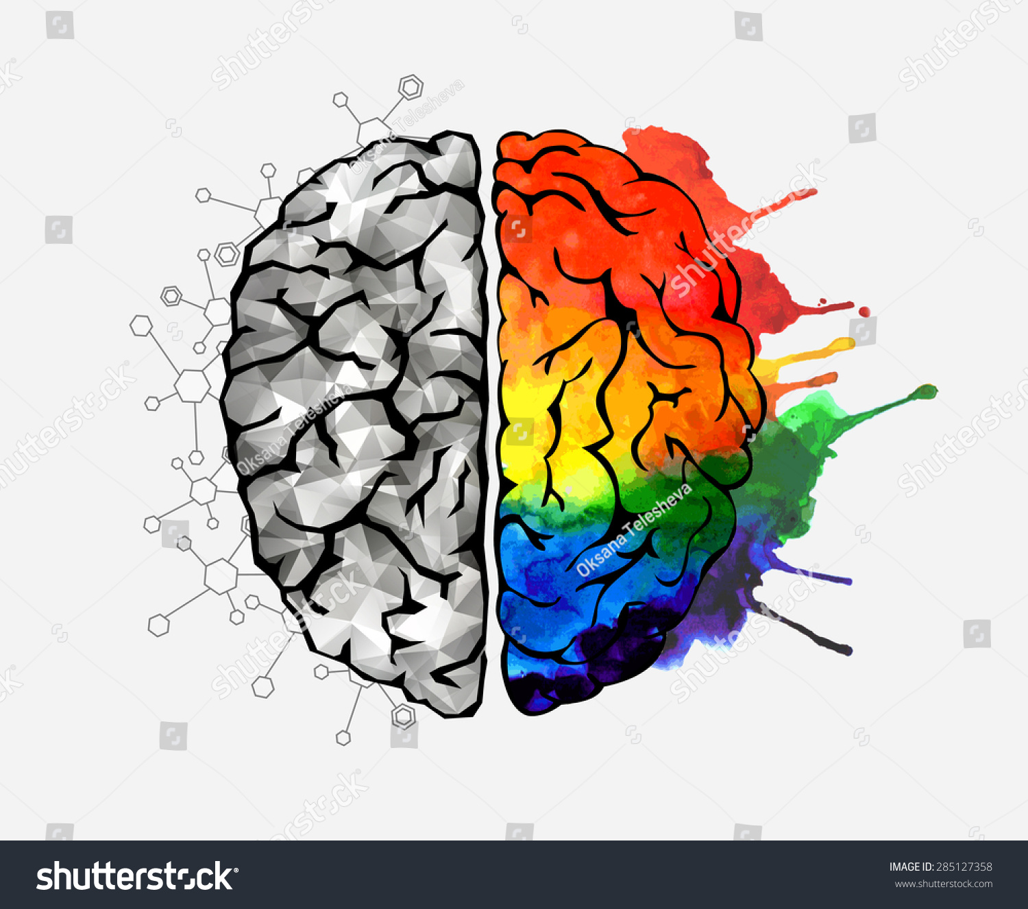 Creative Concept Human Brain Left Right Stock Vector 285127358