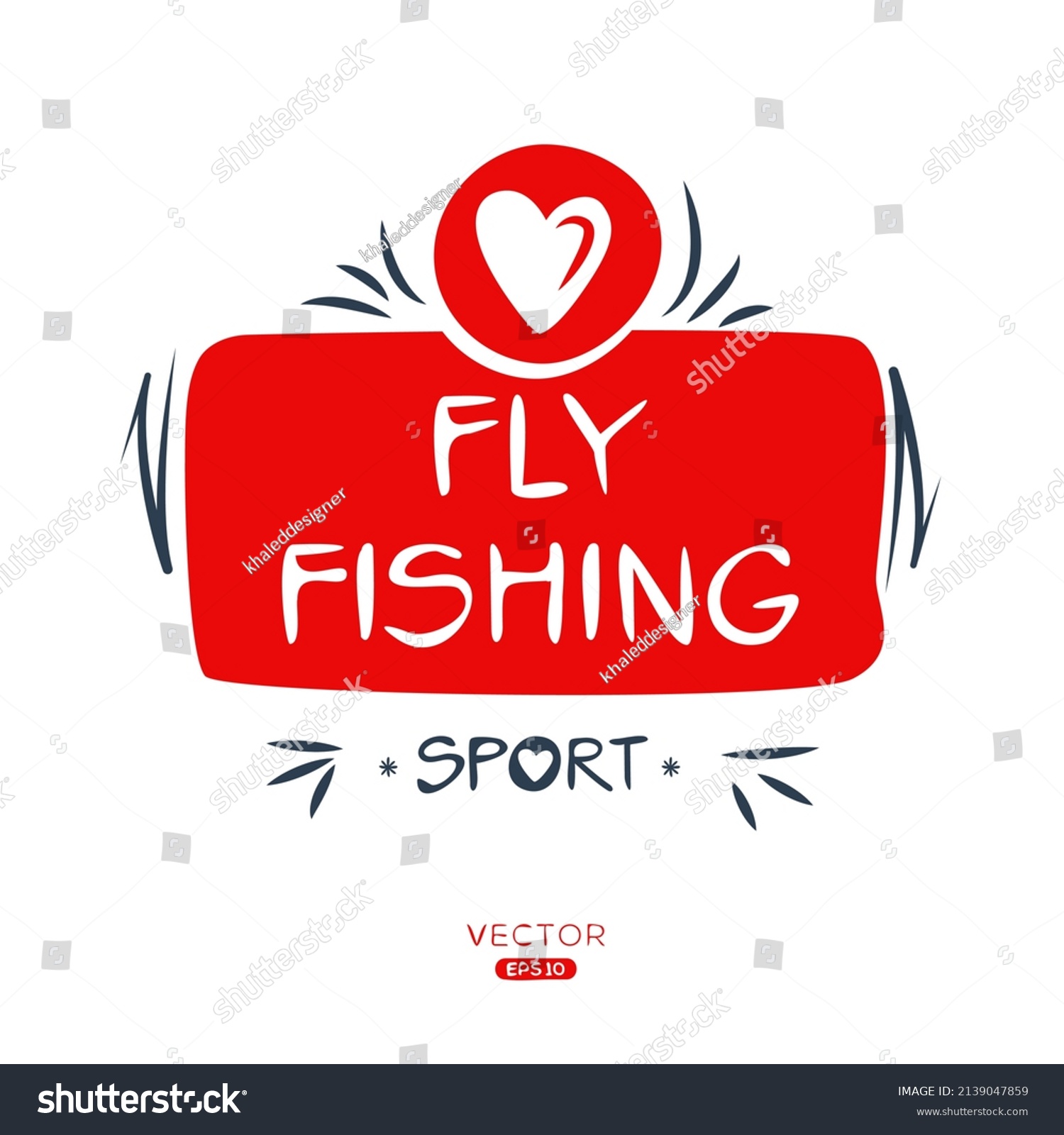 Creative Flyfishing Sport Sticker Logo Template Stock Vector Royalty