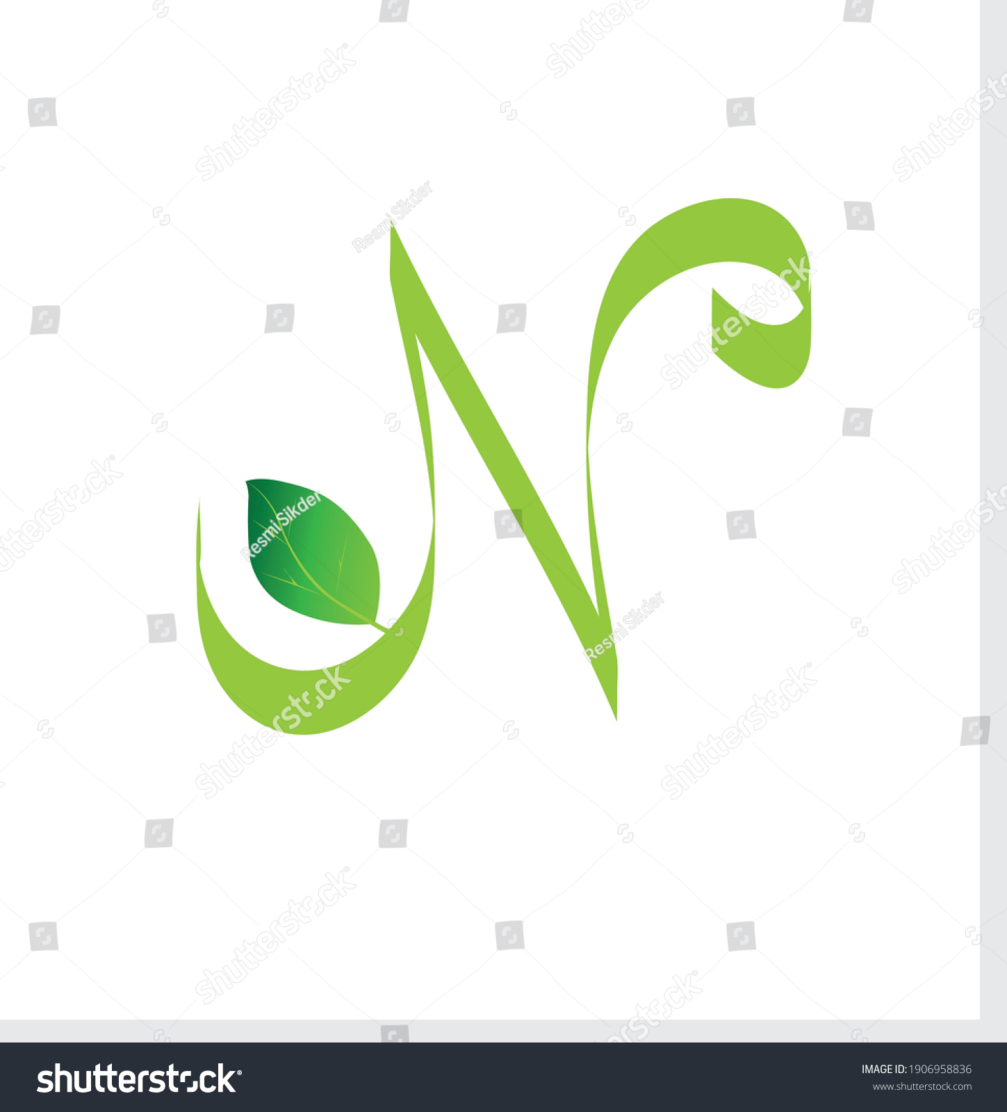 Creative Letter N Nature Leaf Logo Stock Vector Royalty Free