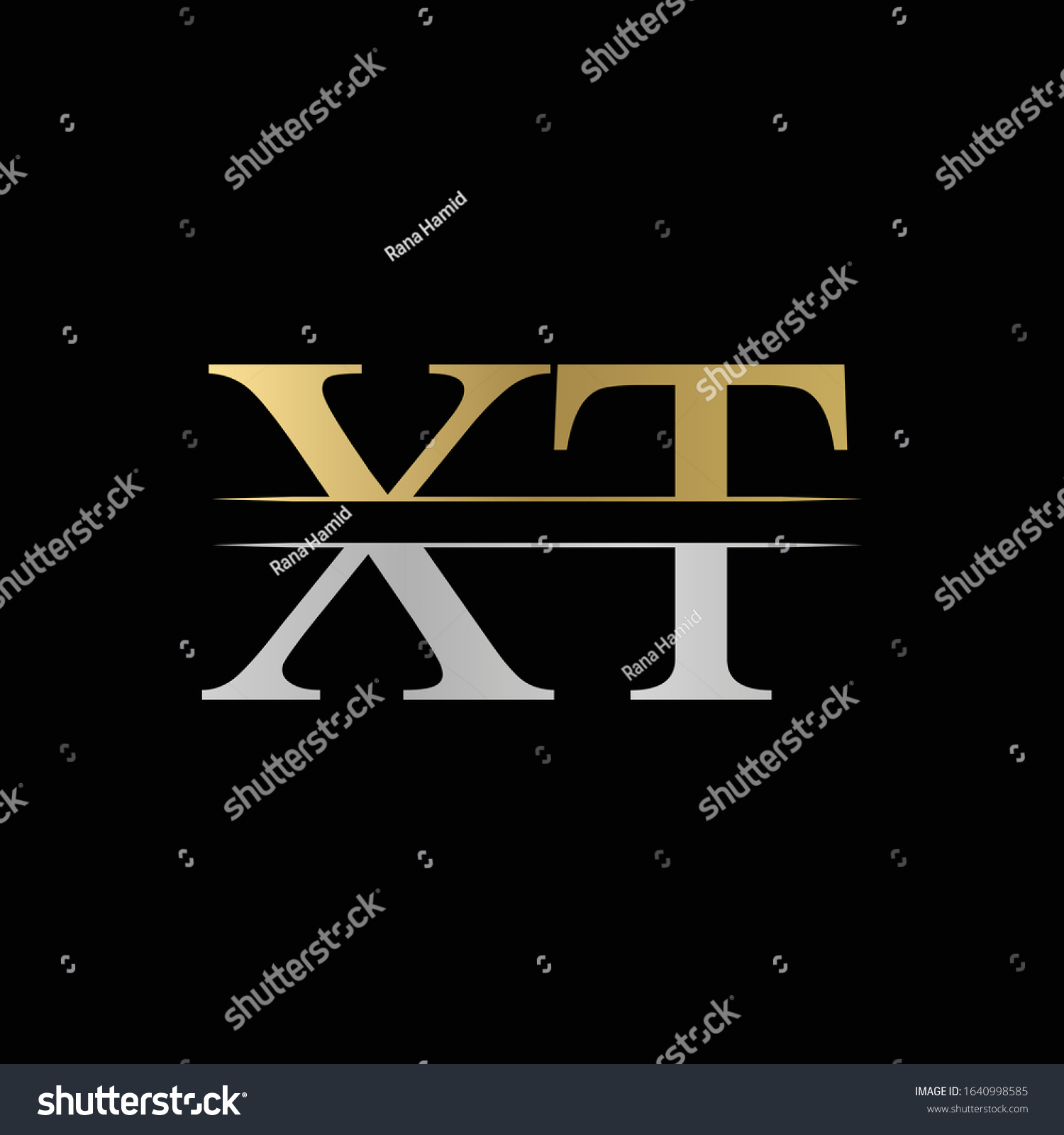 Creative Letter Xt Logo Vector Gold Stock Vector Royalty Free 1640998585