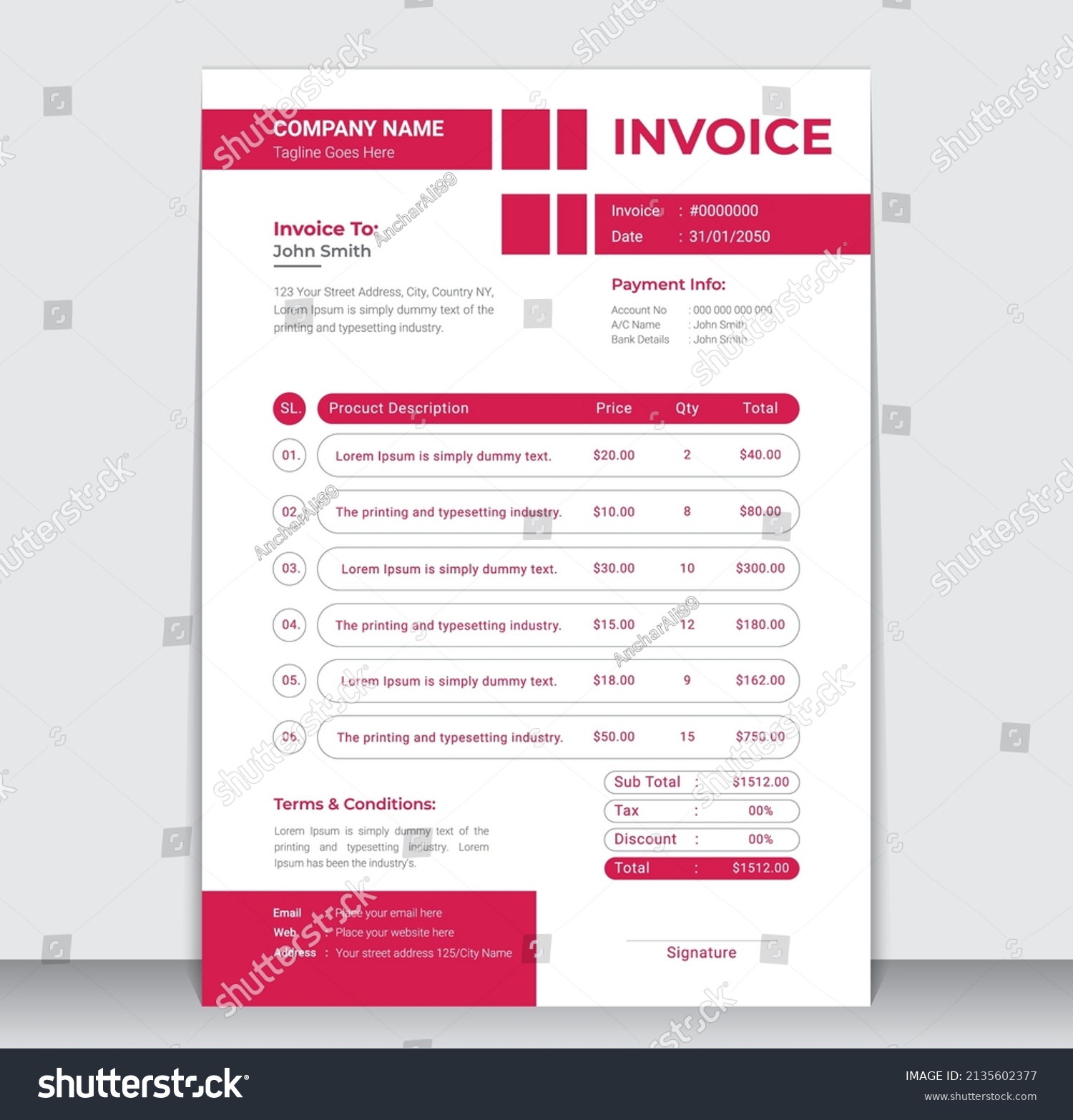 Creative Modern Business Invoice Design Template Stock Vector Royalty