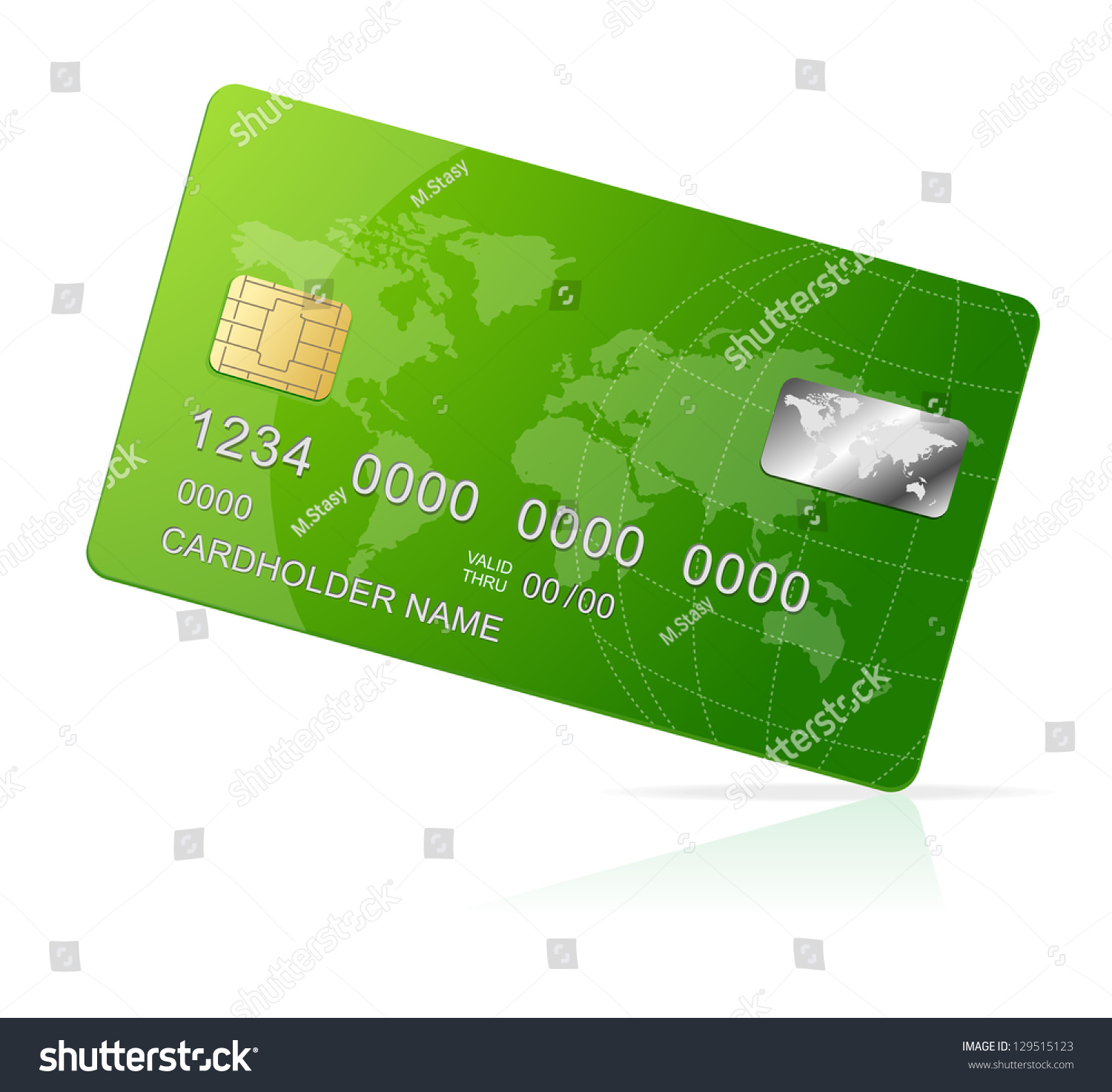 Credit Card Green Icon Isolated On White Stock Vector Illustration 