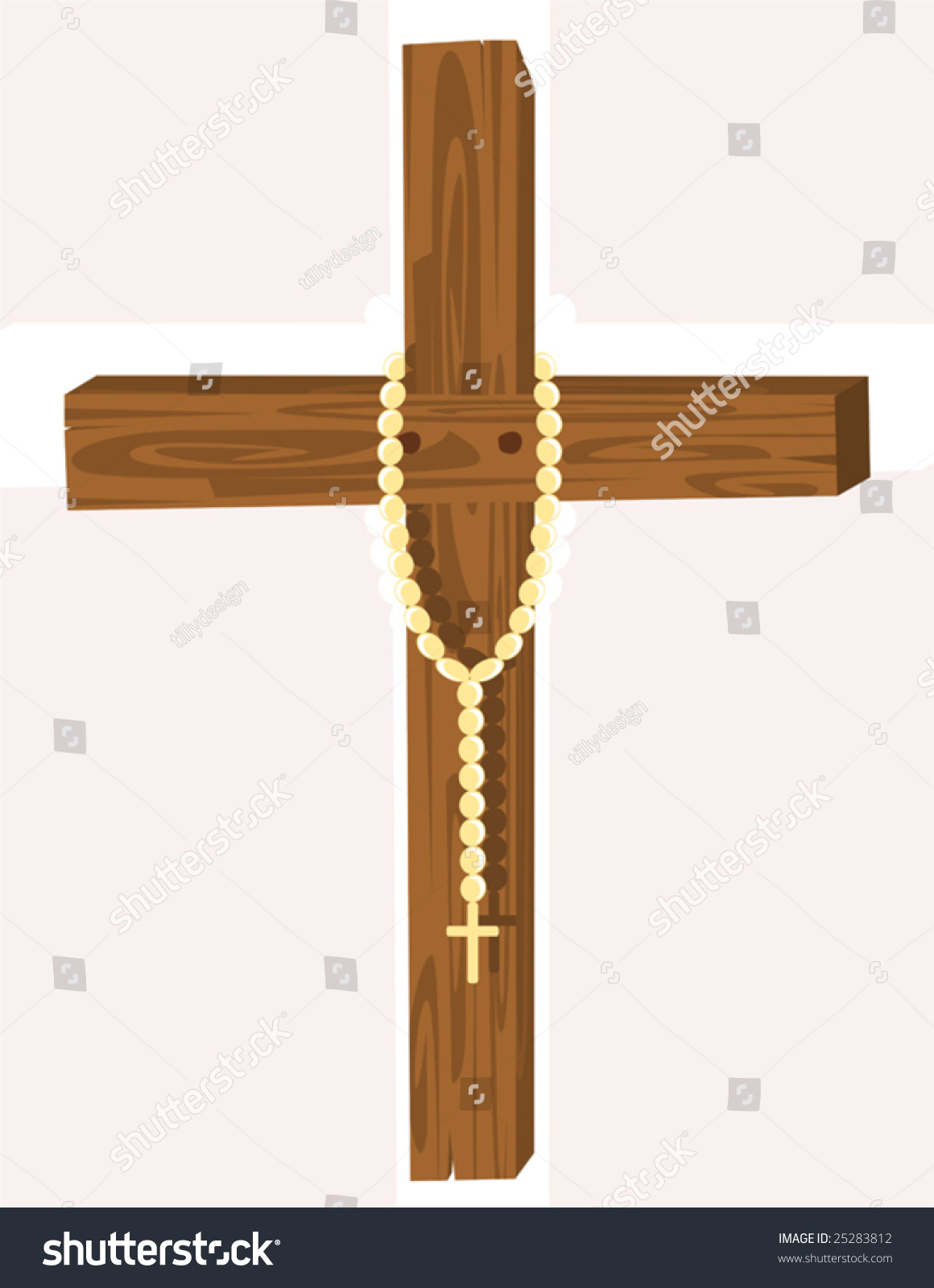 Cross With Rosary Stock Vector Illustration 25283812 Shutterstock