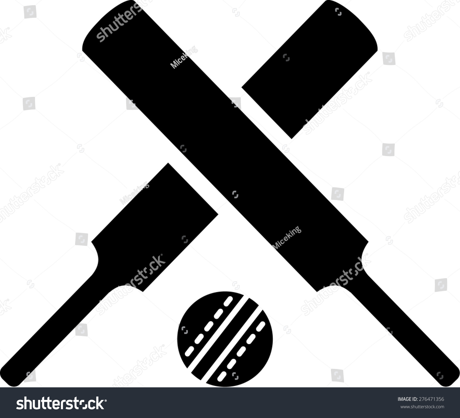 Crossed Cricket Bats With Ball Stock Vector Illustration 276471356