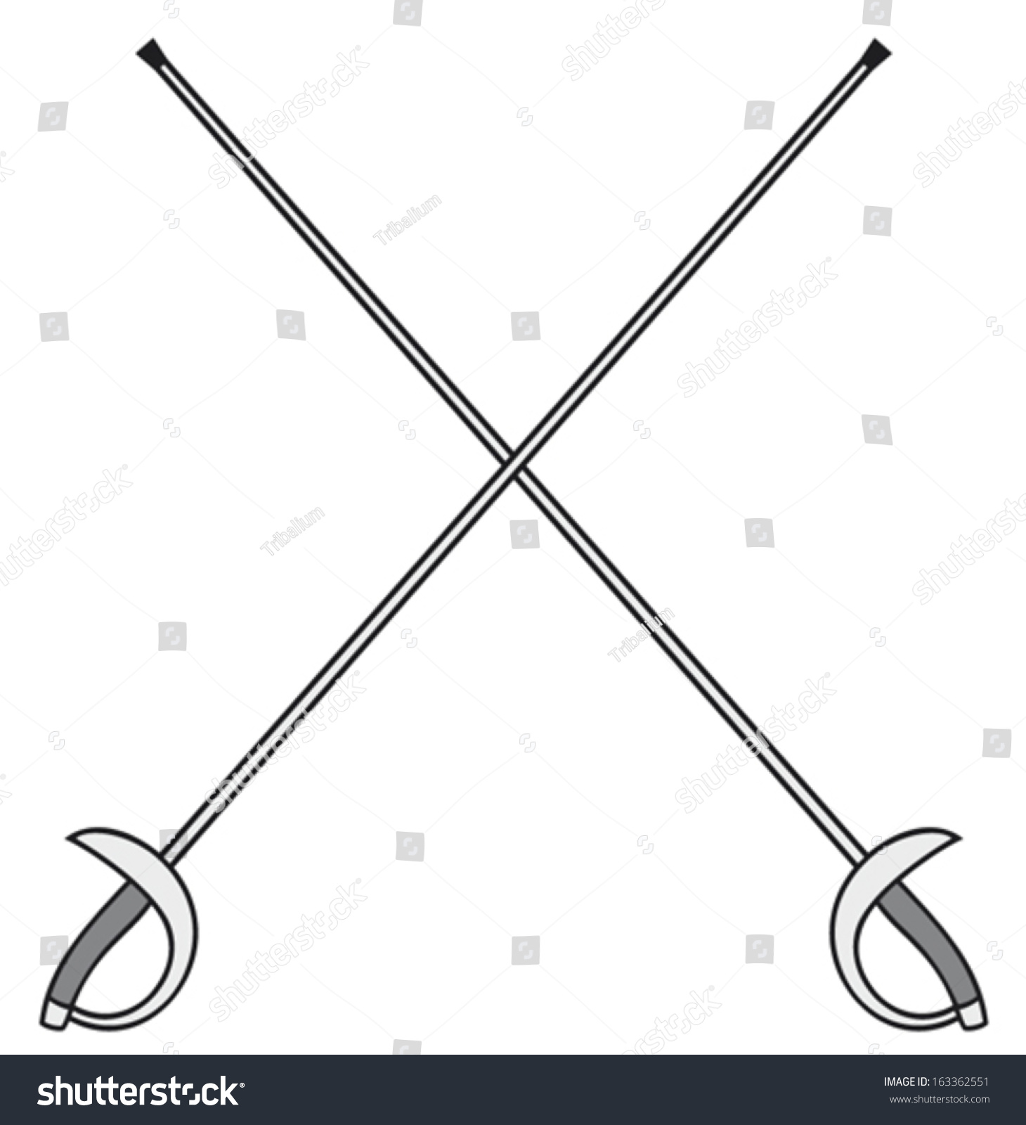 Crossed Fencing Swords Stock Vector Illustration 163362551 Shutterstock