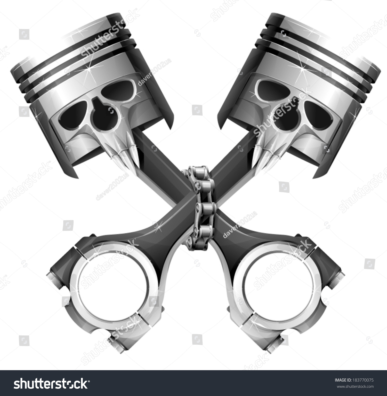 Crossed Pistons Stock Vector Illustration 183770075 Shutterstock