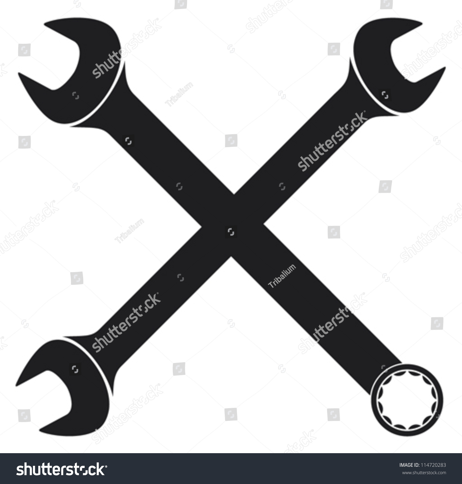 Crossed Wrenches Vector Hand Wrench Tool Or Spanner Crossed Wrenches Silhouette 114720283