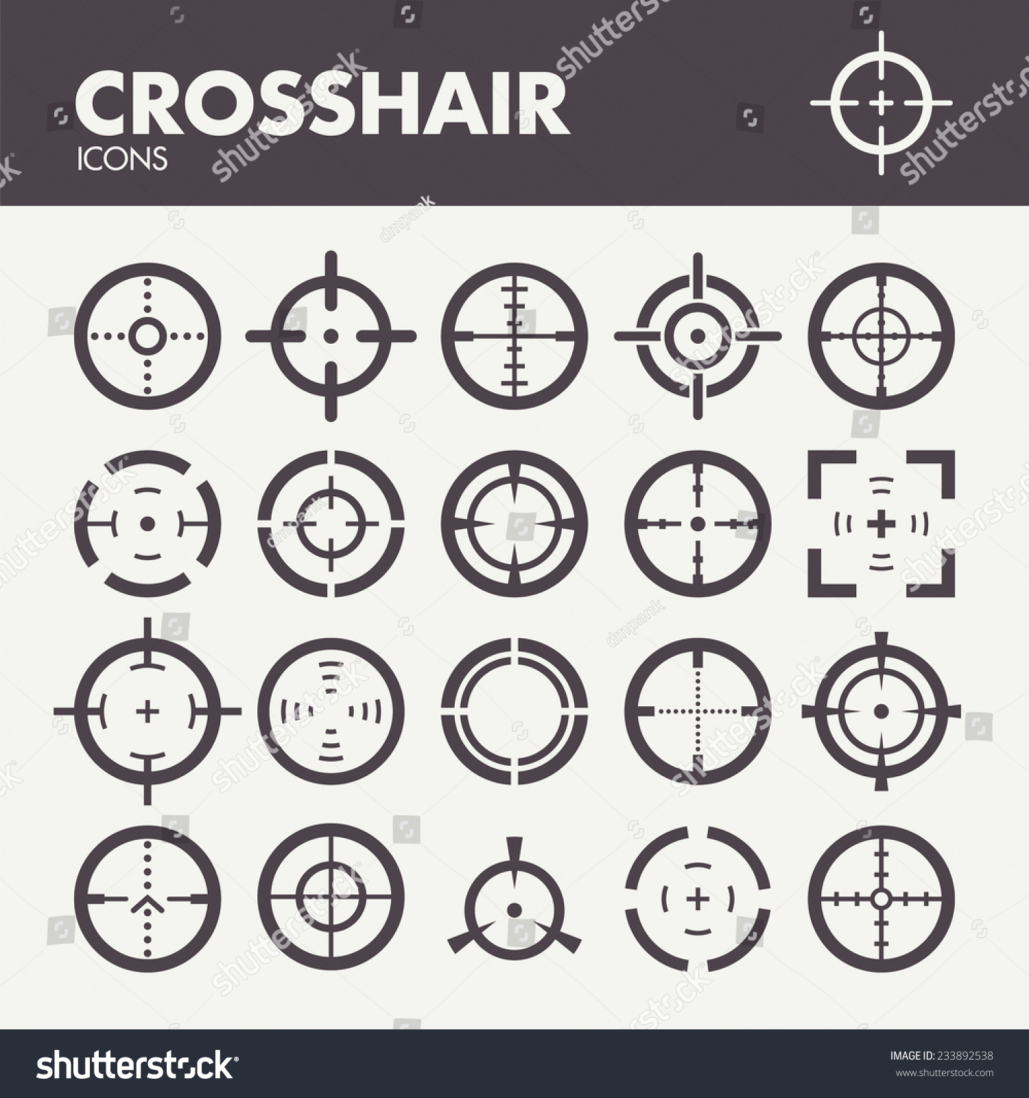 Crosshair Icons Set In Vector Shutterstock