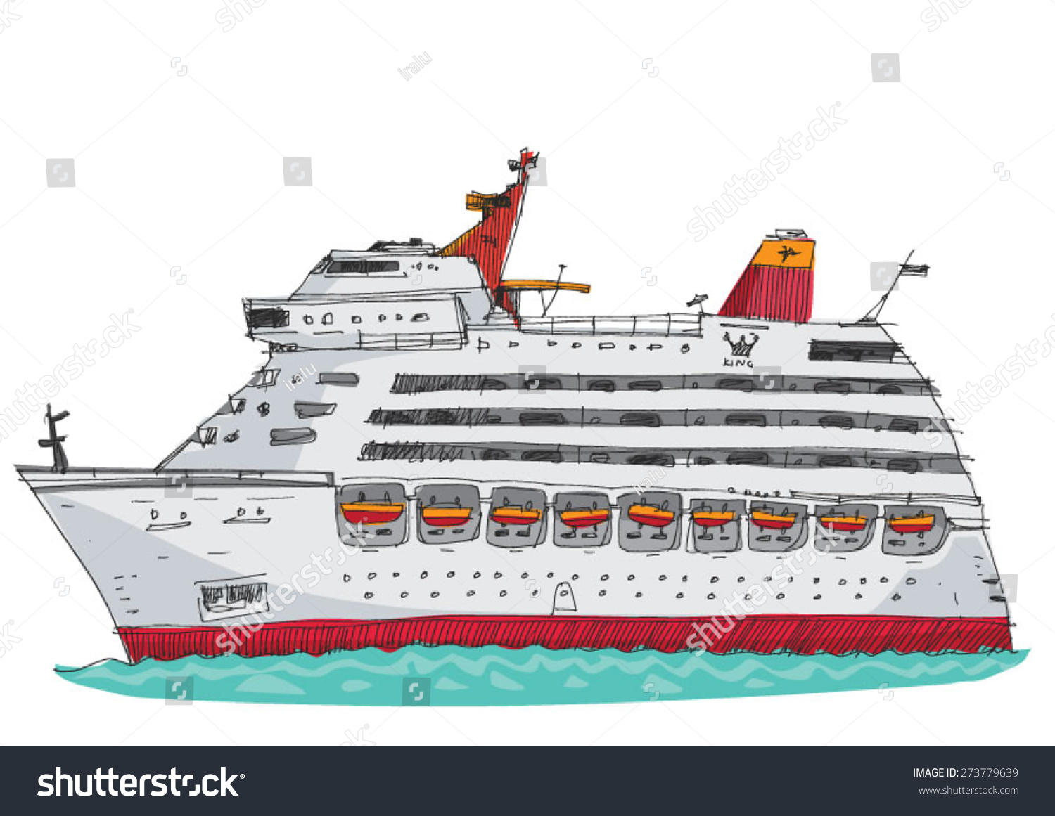 Cruise Ship - Cartoon Stock Vector Illustration 273779639 : Shutterstock