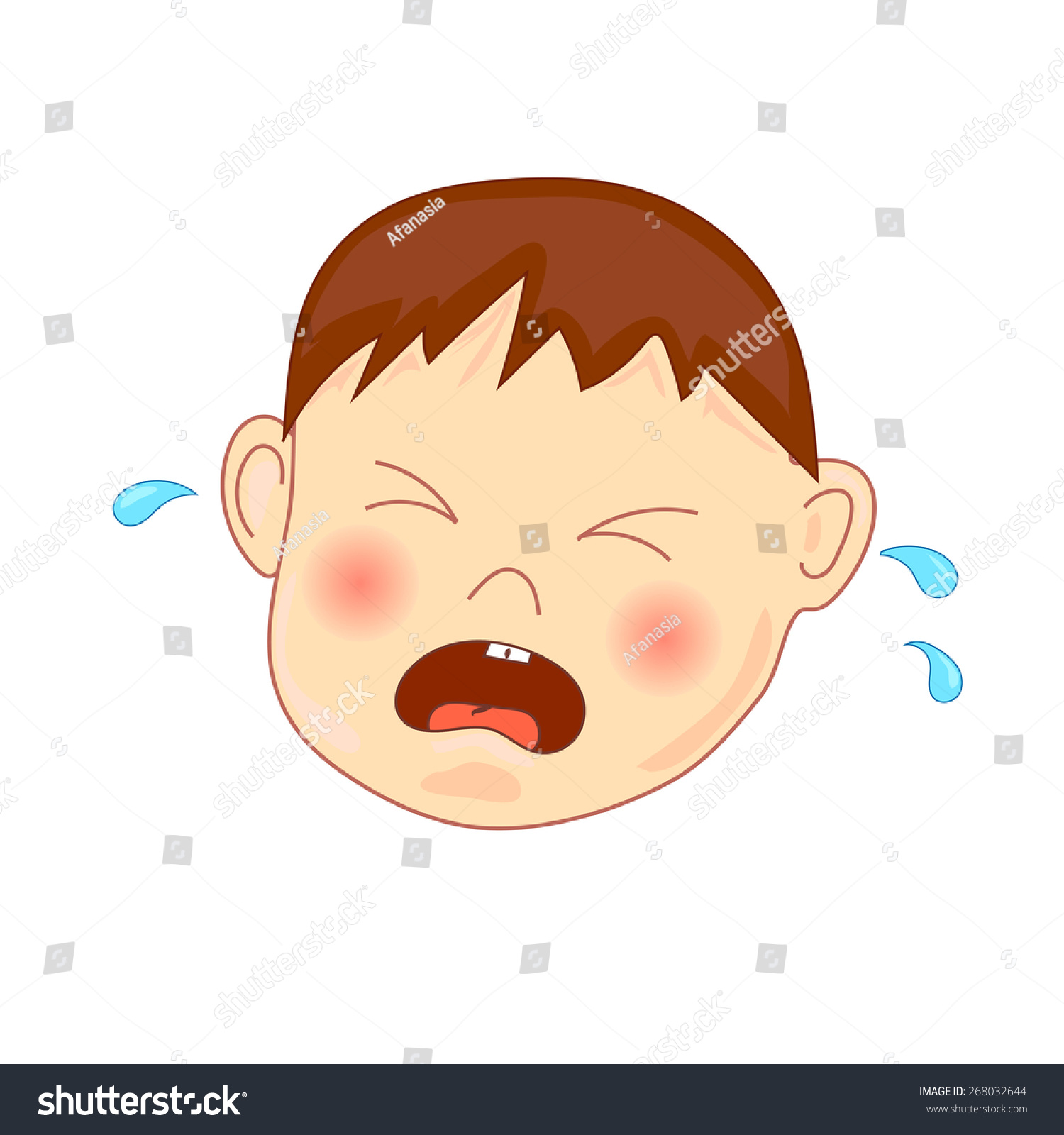 Crying Baby, Vector Illustration, Isolated On White. - 268032644