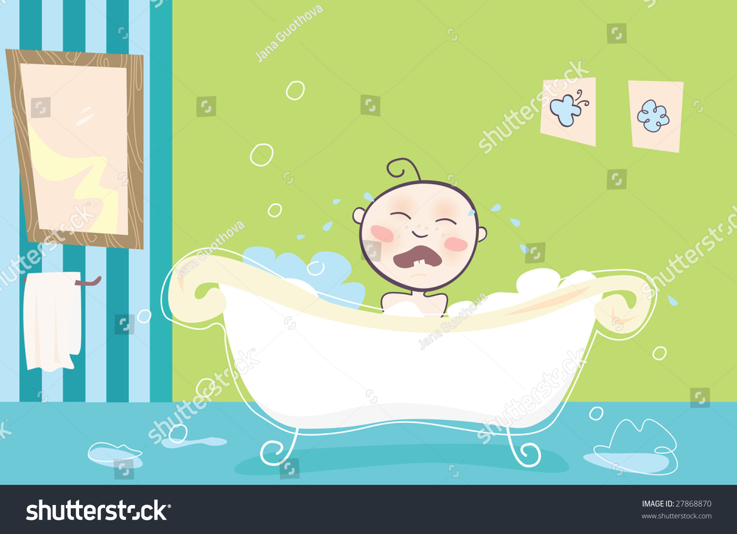 Crying Boy In Bath Stock Vector Illustration 27868870 Shutterstock