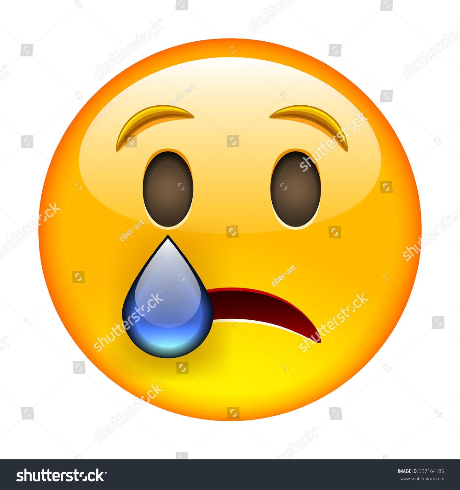 Vector Illustration Of Cartoon Emoticon Crying With Tears Isolated On Images