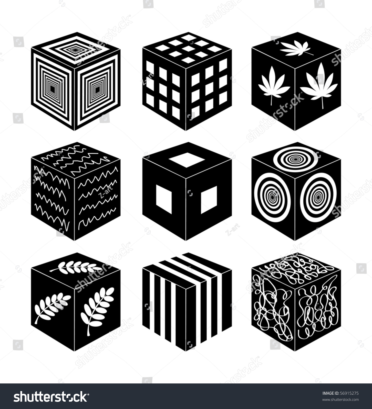 Cubes With Silhouettes Stock Vector Illustration 56915275 : Shutterstock