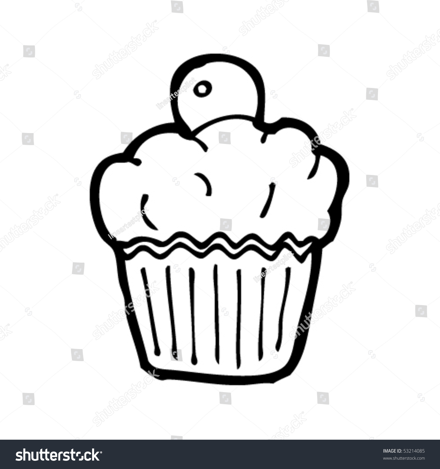 Cupcake Drawing Stock Vector Illustration 53214085 : Shutterstock