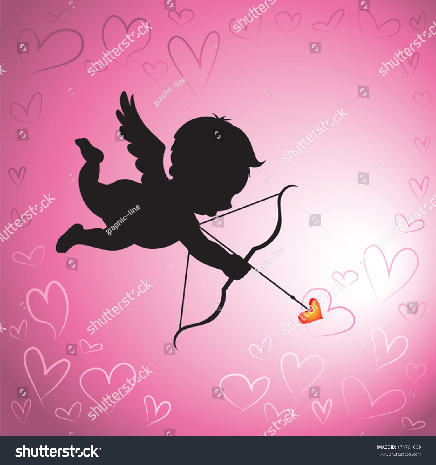 Cupid Love Vector Illustration Cupid Silhouette Stock Vector 174791669 Shutterstock 8975