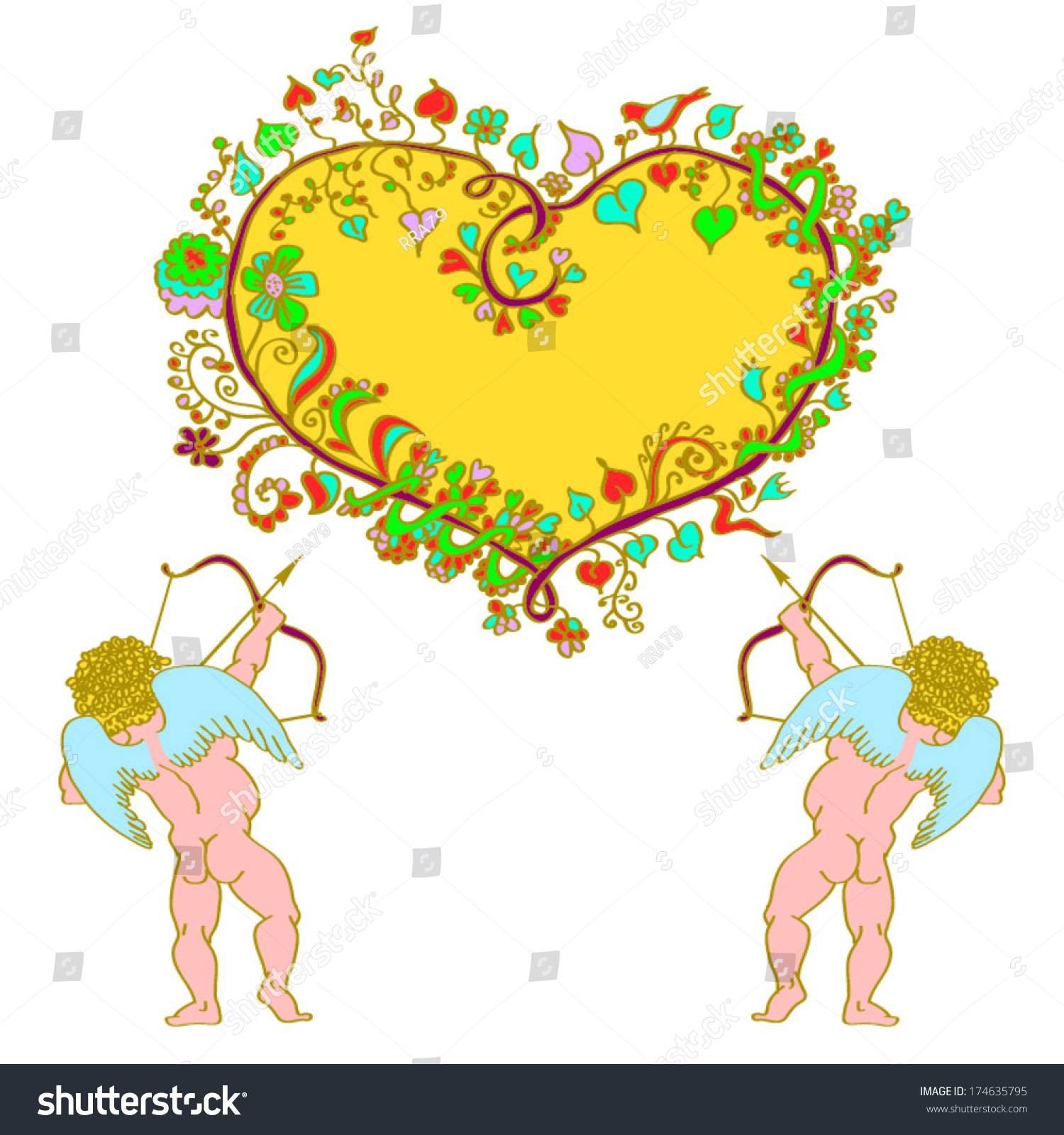 Cupids And Heart Stock Vector Illustration 174635795 Shutterstock 8208