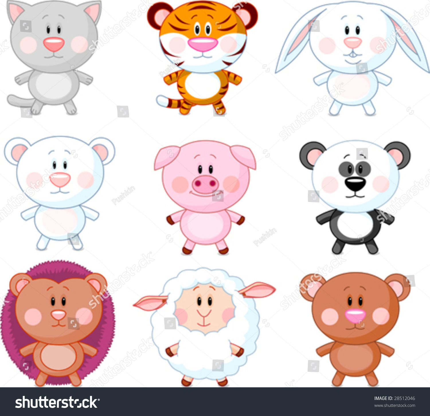 Cute Animals Cartoon Set Vector Stock Vector 28512046 - Shutterstock