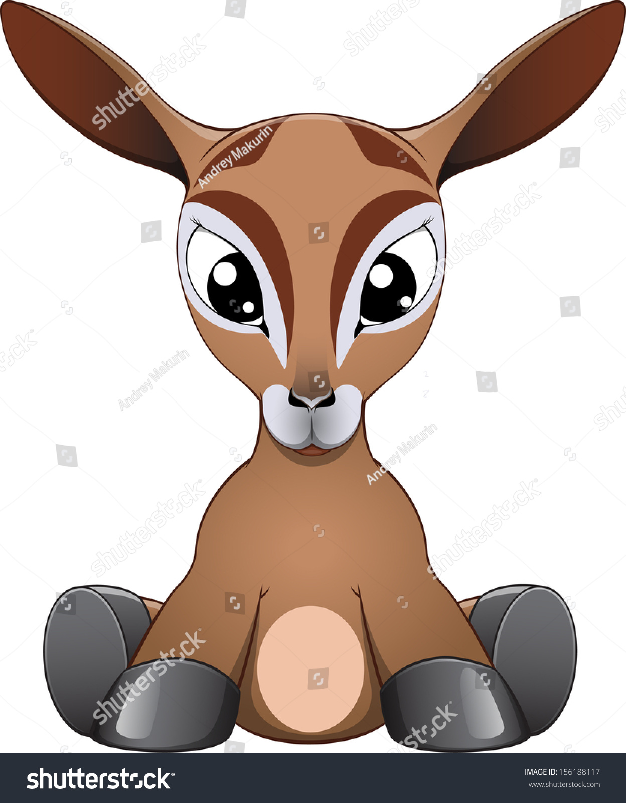 Cute Baby Antelope Stock Vector Illustration 156188117 ...
