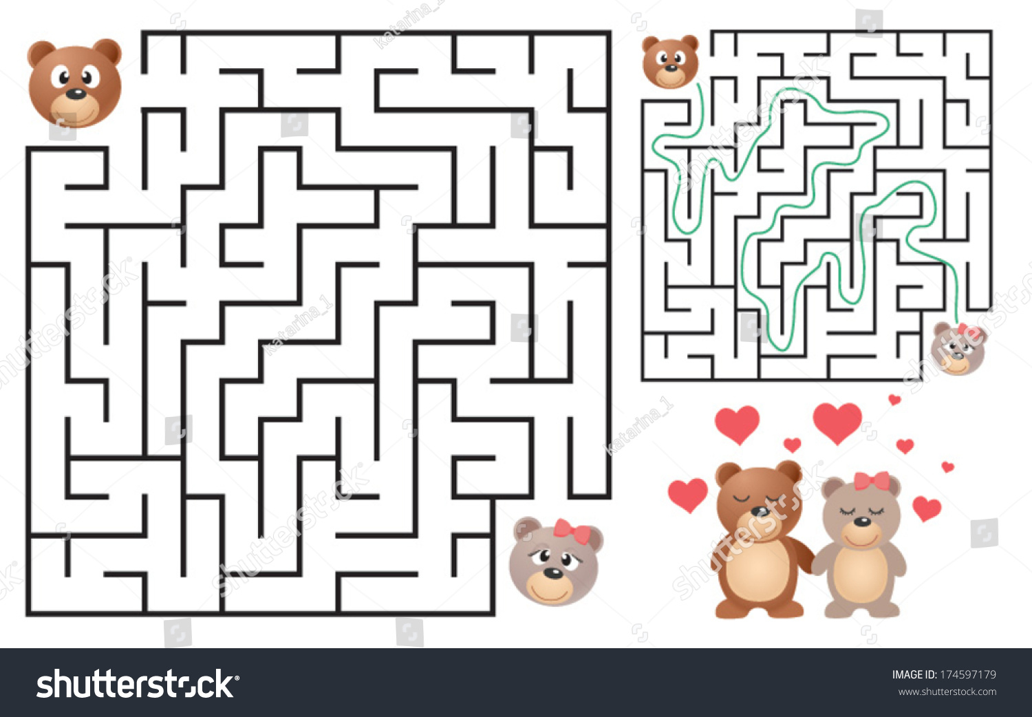 Cute Bears Maze Game Help Bear Stock Vector 174597179 ...