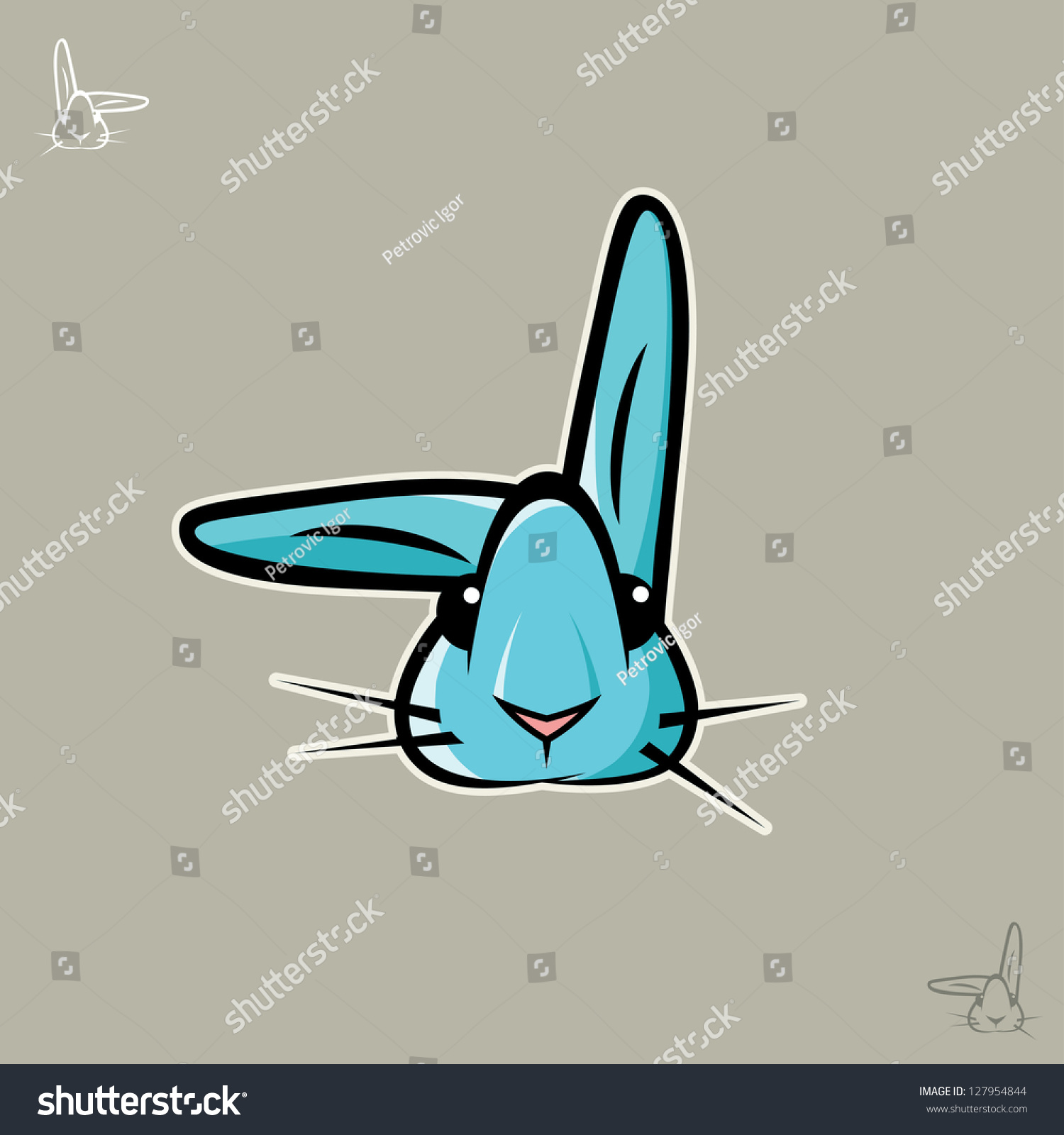 Cute Blue Rabbit Vector Illustration 127954844 Shutterstock
