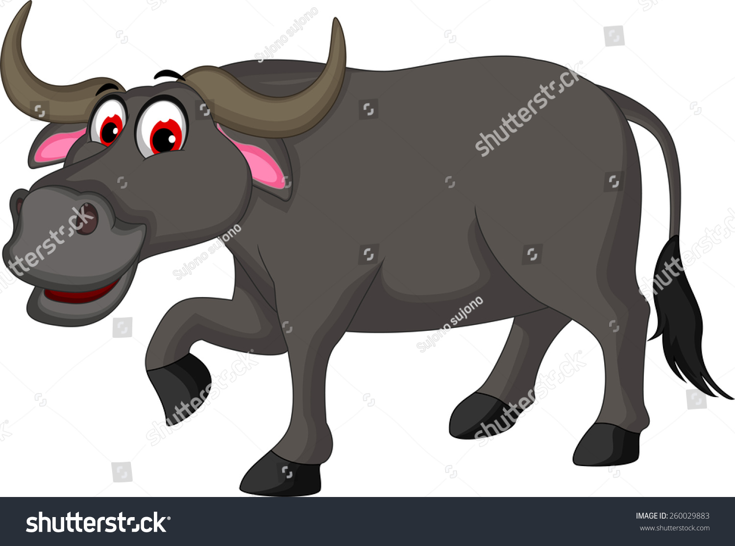 Cute Buffalo Cartoon Stock Vector 260029883 - Shutterstock