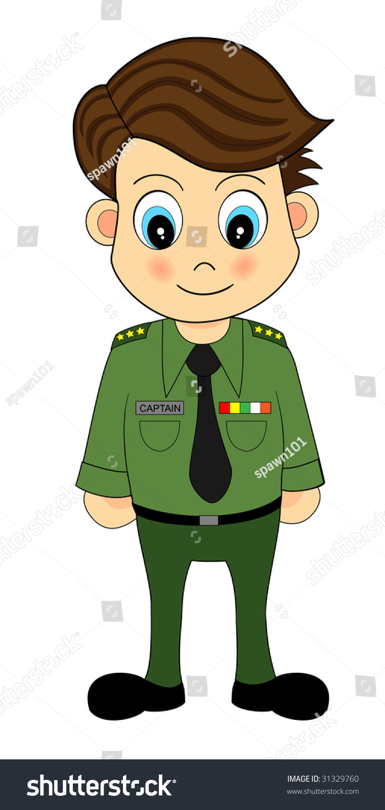 Cute Cartoon Army Officer Stock Vector Illustration 31329760 : Shutterstock