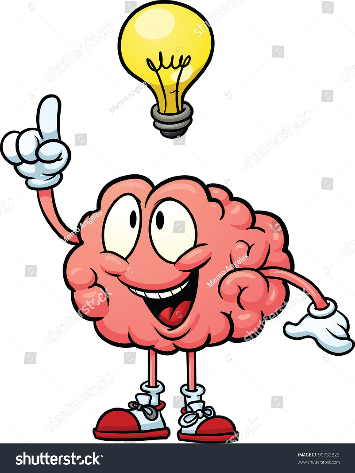 Cute Cartoon Brain With Having An Idea. Vector ...