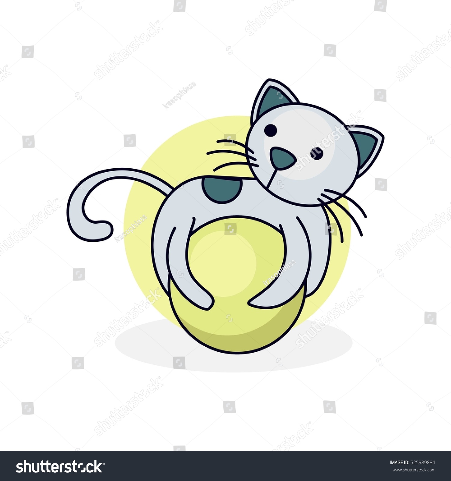 Cute Cartoon Cat Character Stock Vector Illustration 525989884