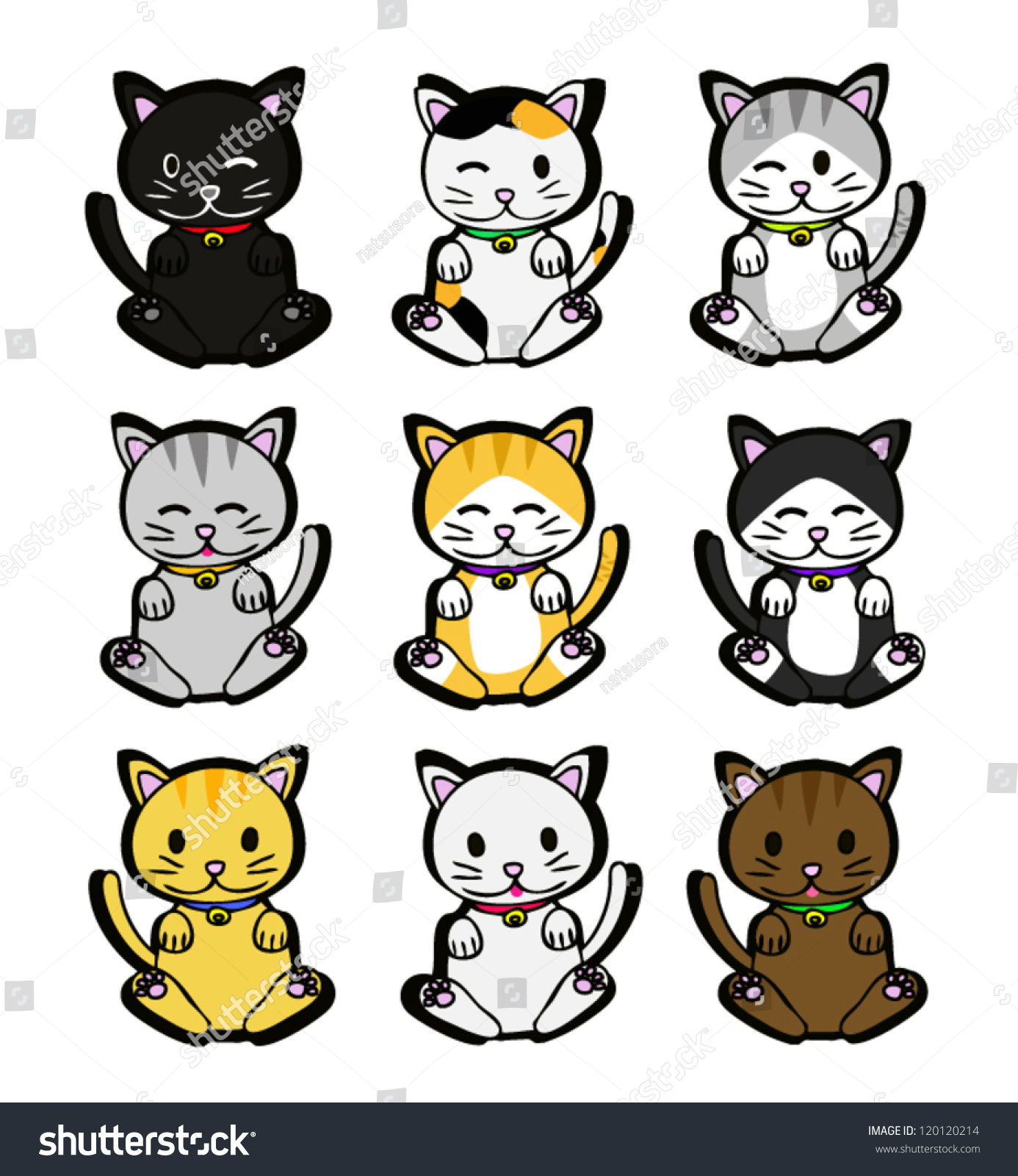 Cute Cartoon Cats Vector - 120120214 : Shutterstock