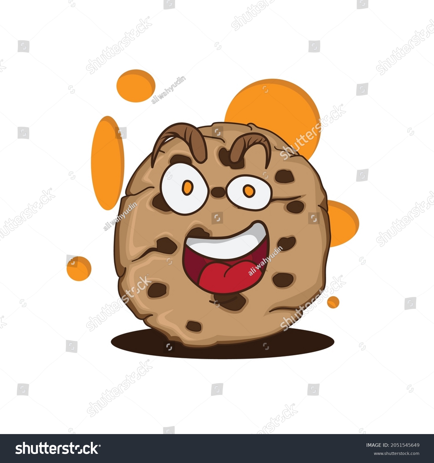 Cute Cartoon Chocolate Chip Cookie Character Stock Vector Royalty Free