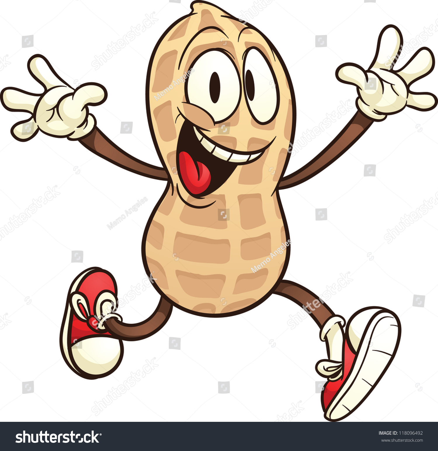 Cute Cartoon Peanut. Vector Clip Art Illustration With Simple Gradients