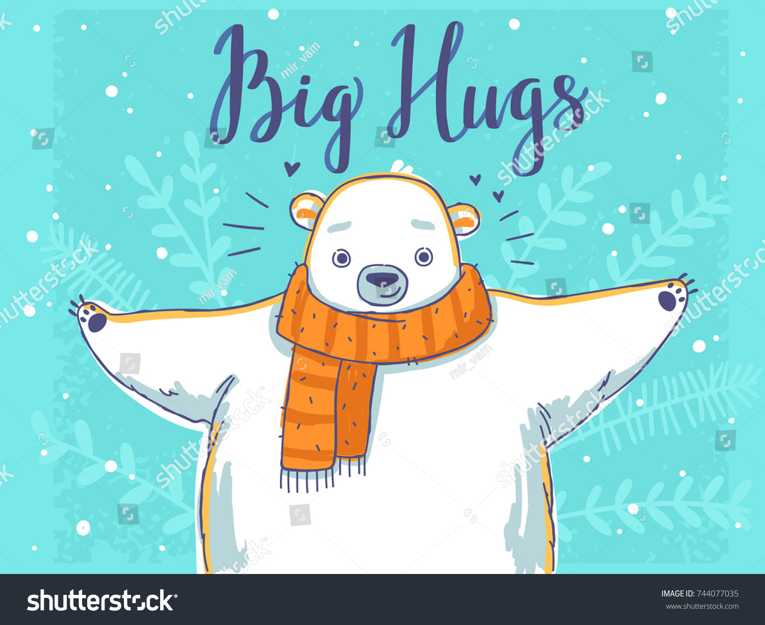 Cute Cartoon Polar Bear Scarf Stock Vector Royalty Free