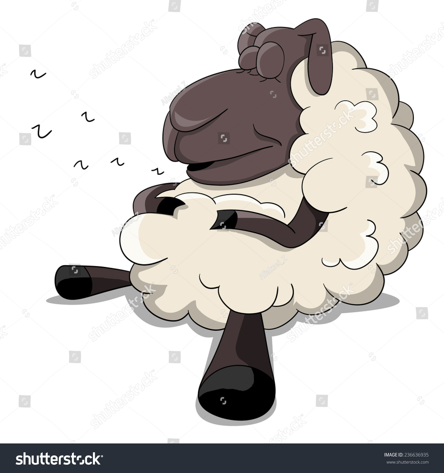 Cute Cartoon Sleeping Sheep Isolated On Stock Vector 236636935 