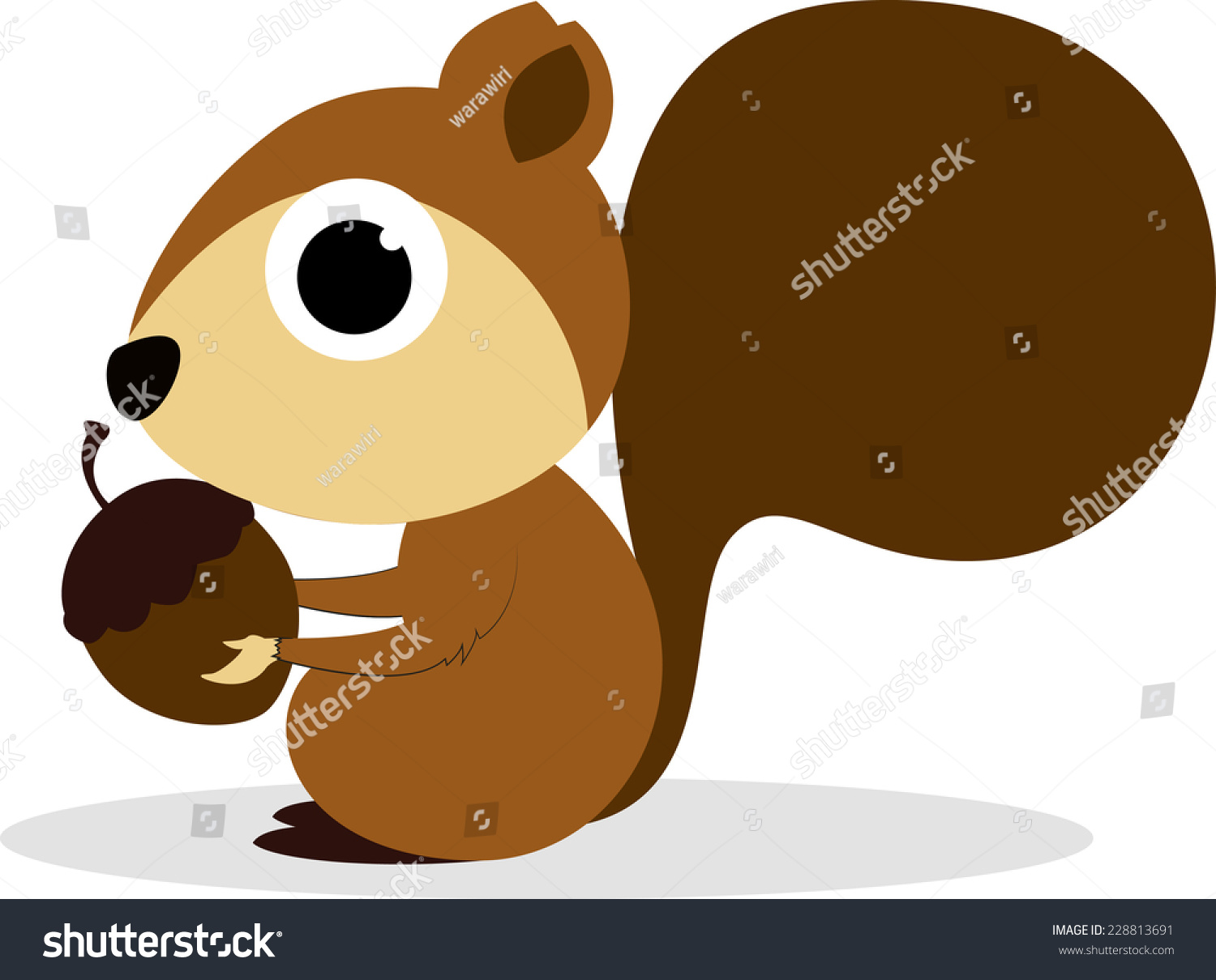 Cute Cartoon Squirrel Eating Peanuts Stock Vector Illustration