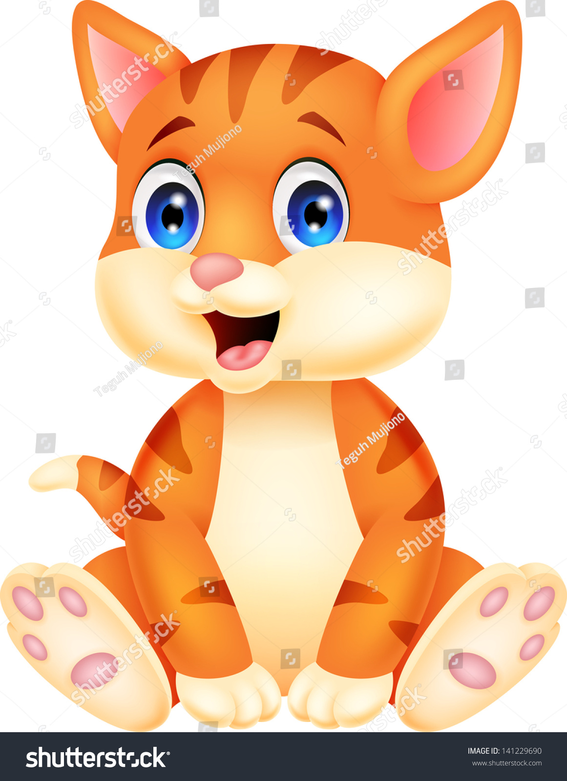 Cute Cat Cartoon Stock Vector Illustration 141229690 : Shutterstock