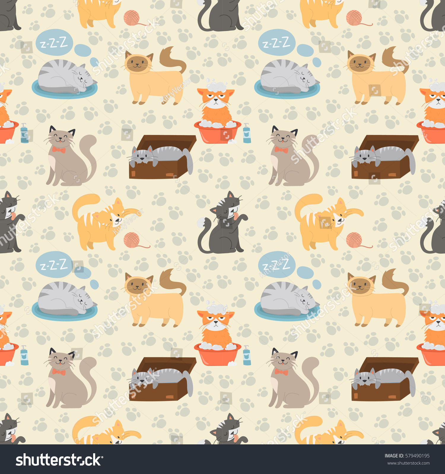 Cute Cats Character Different Pose Vector Stock Vector Royalty Free