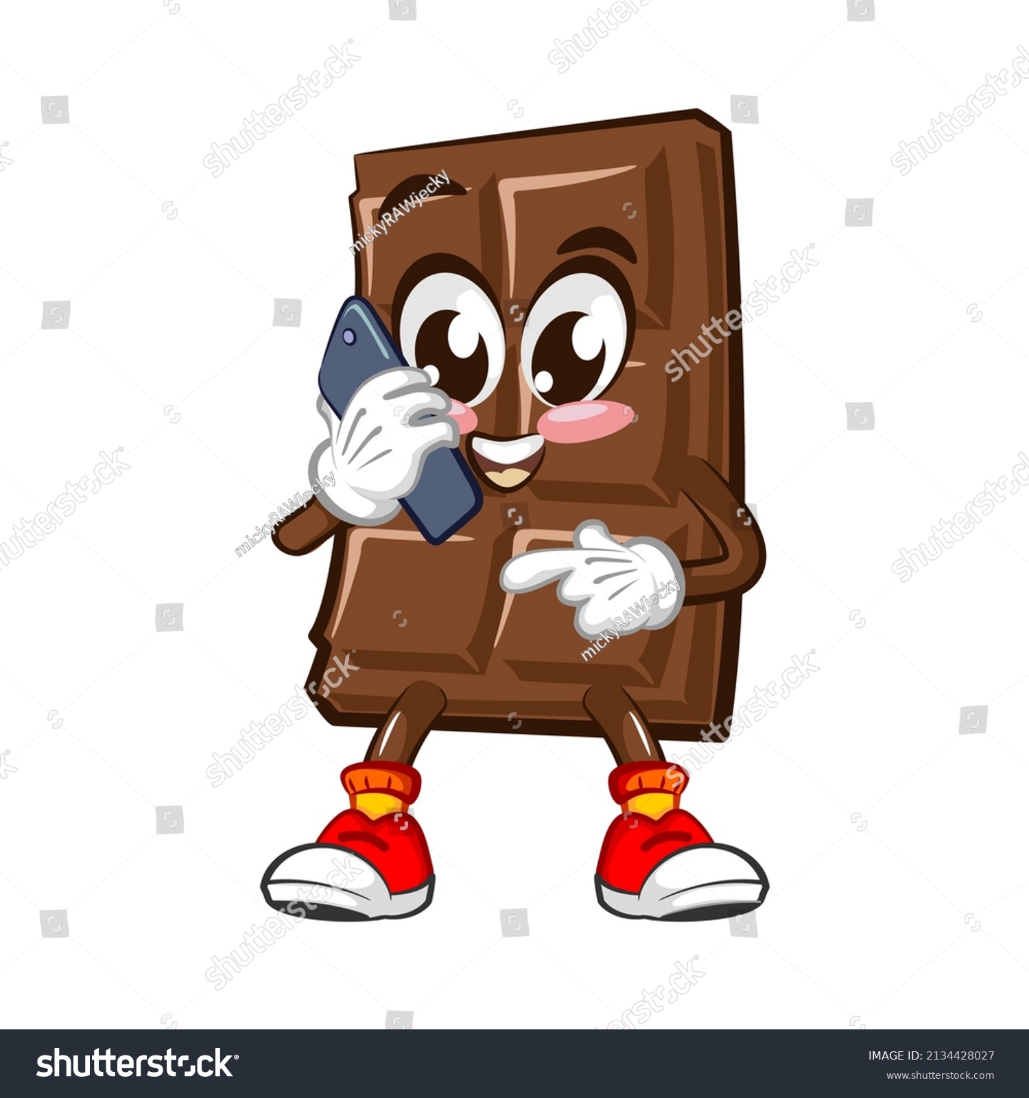 Cute Chocolate Bar Character Funny Face Stock Vector Royalty Free