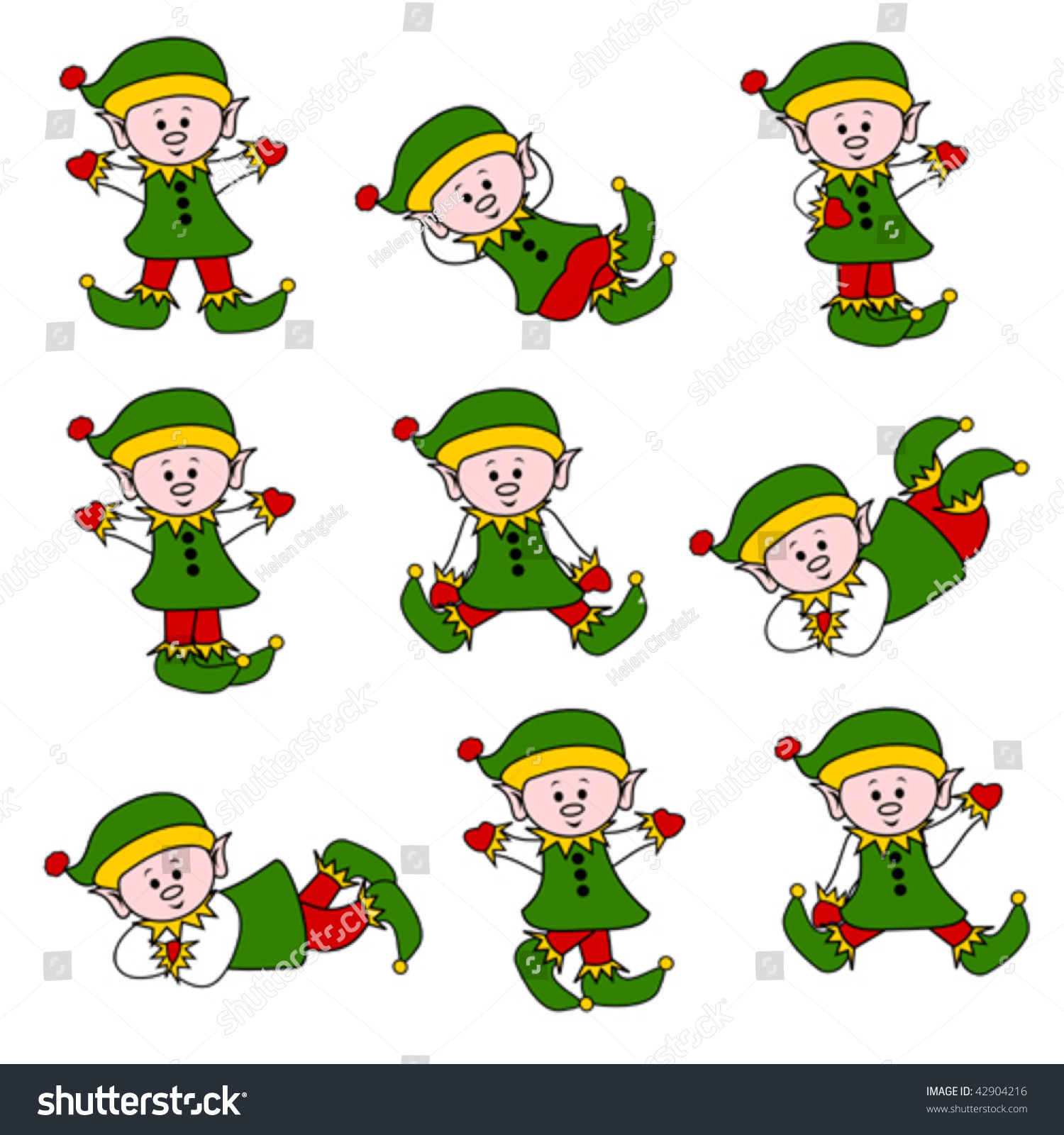 Cute Christmas Elf Set Stock Vector Illustration 42904216 : Shutterstock