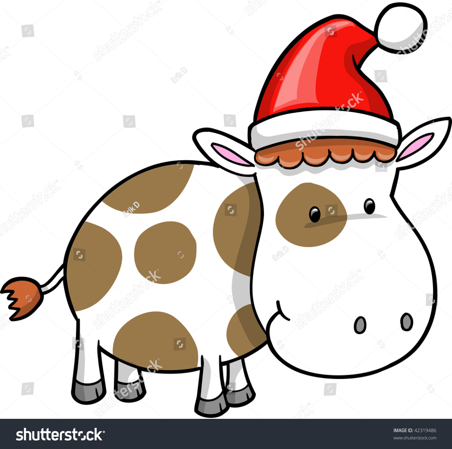 Cute Christmas Holiday Cow Vector Illustration 42319486 Shutterstock