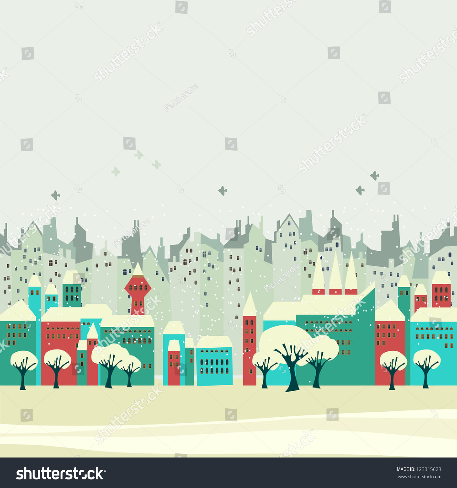 Cute City. Background Stock Vector Illustration 123315628 : Shutterstock