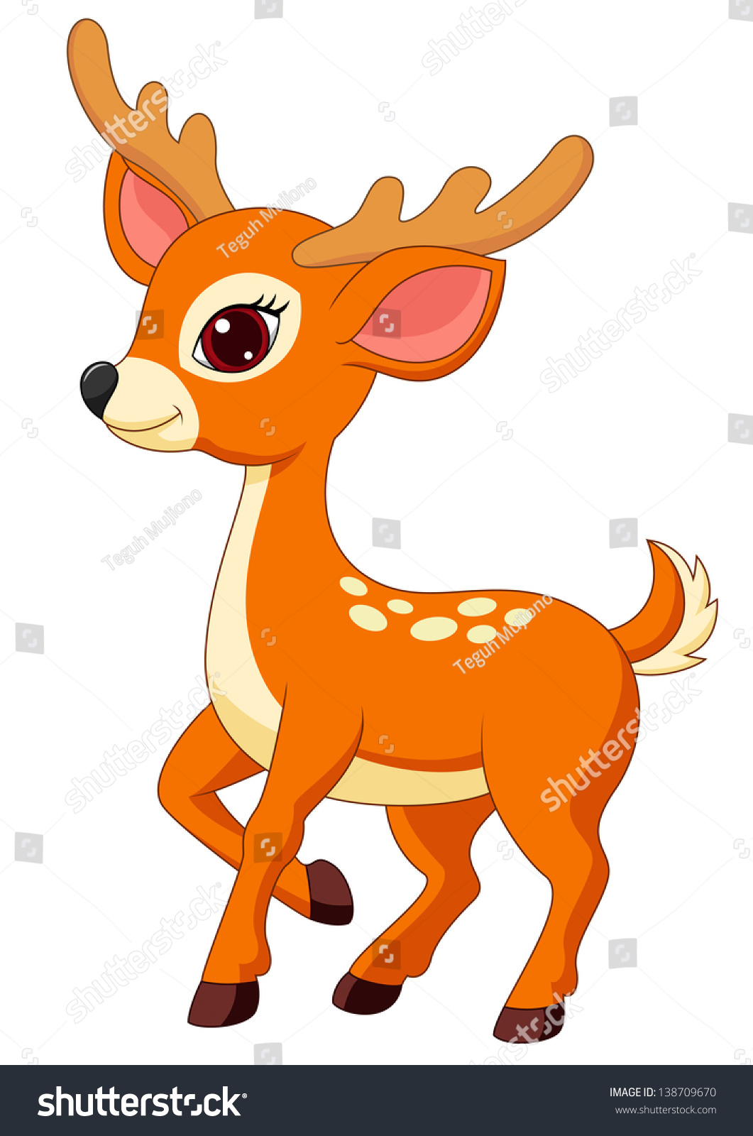 Cute Deer Cartoon Stock Vector 138709670 - Shutterstock