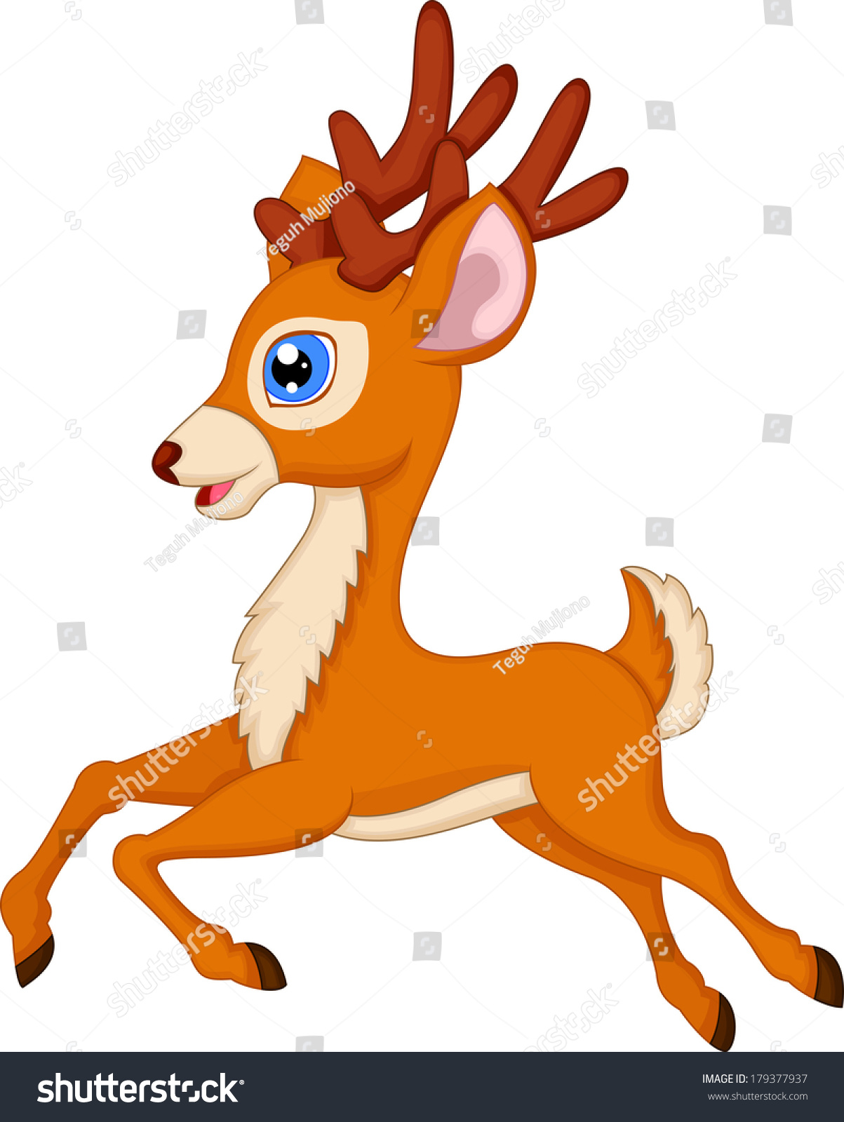 Cute Deer Cartoon Running Stock Vector 179377937 - Shutterstock