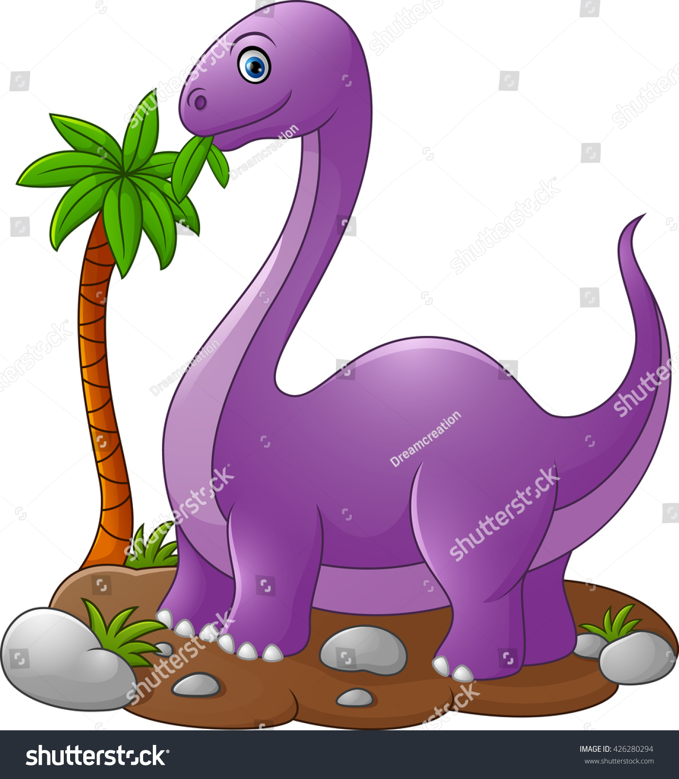 Vektor Stok Cute Dinosaur Cartoon Tanpa Royalti Shutterstock