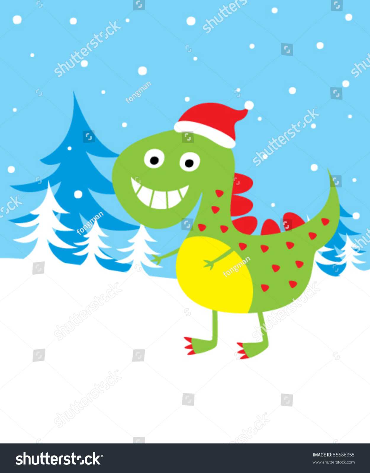 Cute Dinosaur Christmas Stock Vector Illustration 55686355 : Shutterstock