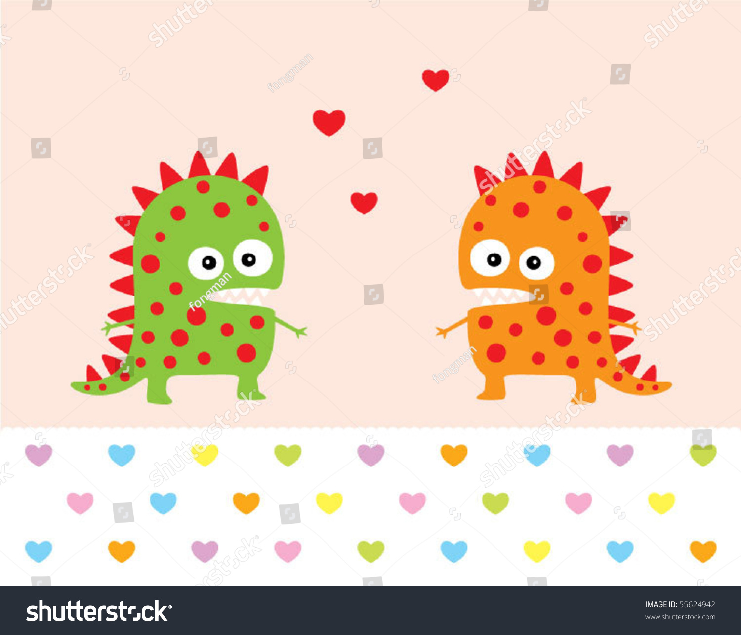 Cute Dinosaur Couple Stock Vector Illustration 55624942 Shutterstock 4423