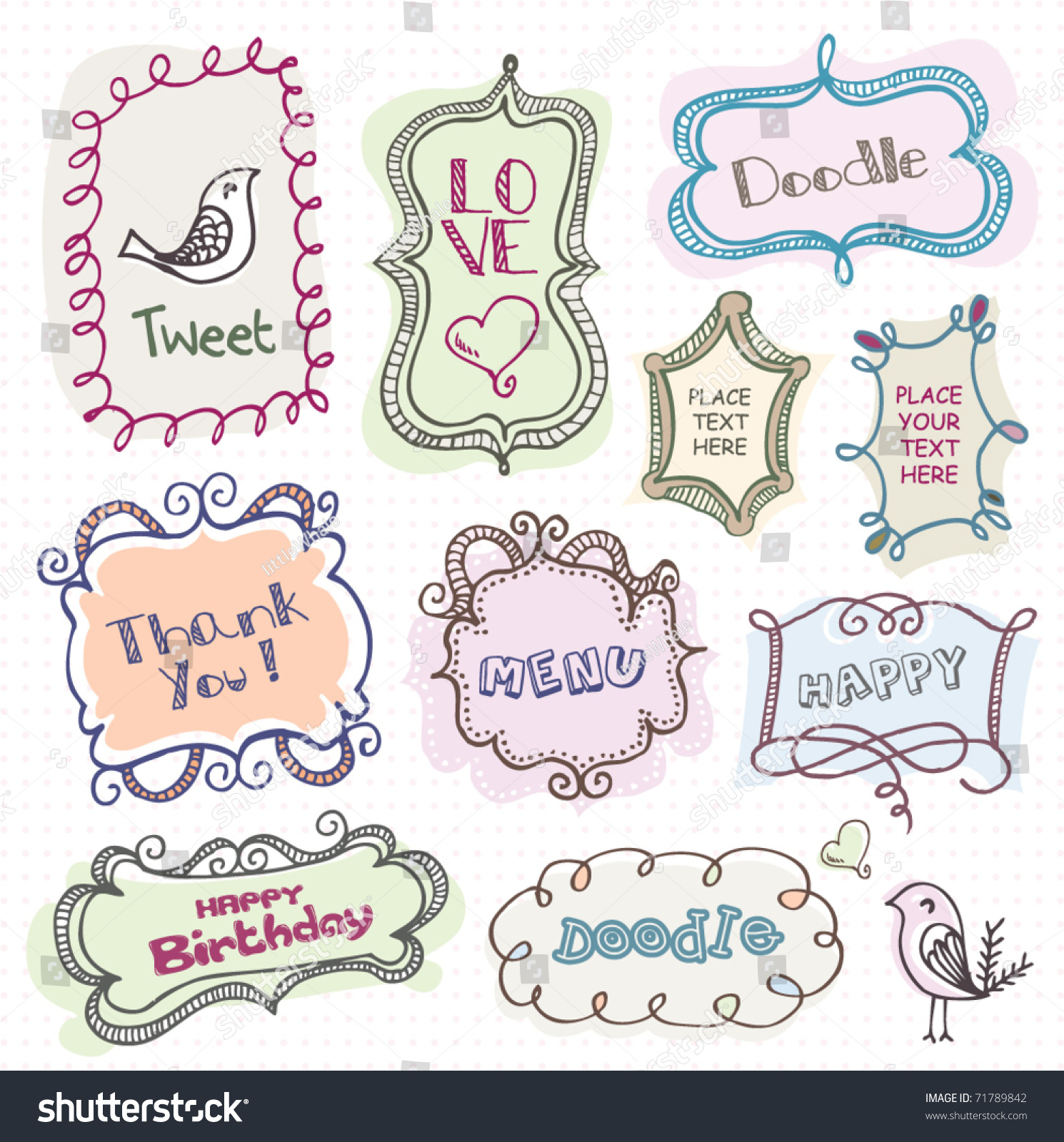 Cute Doodle Frames Stock Vector Illustration 71789842 : Shutterstock