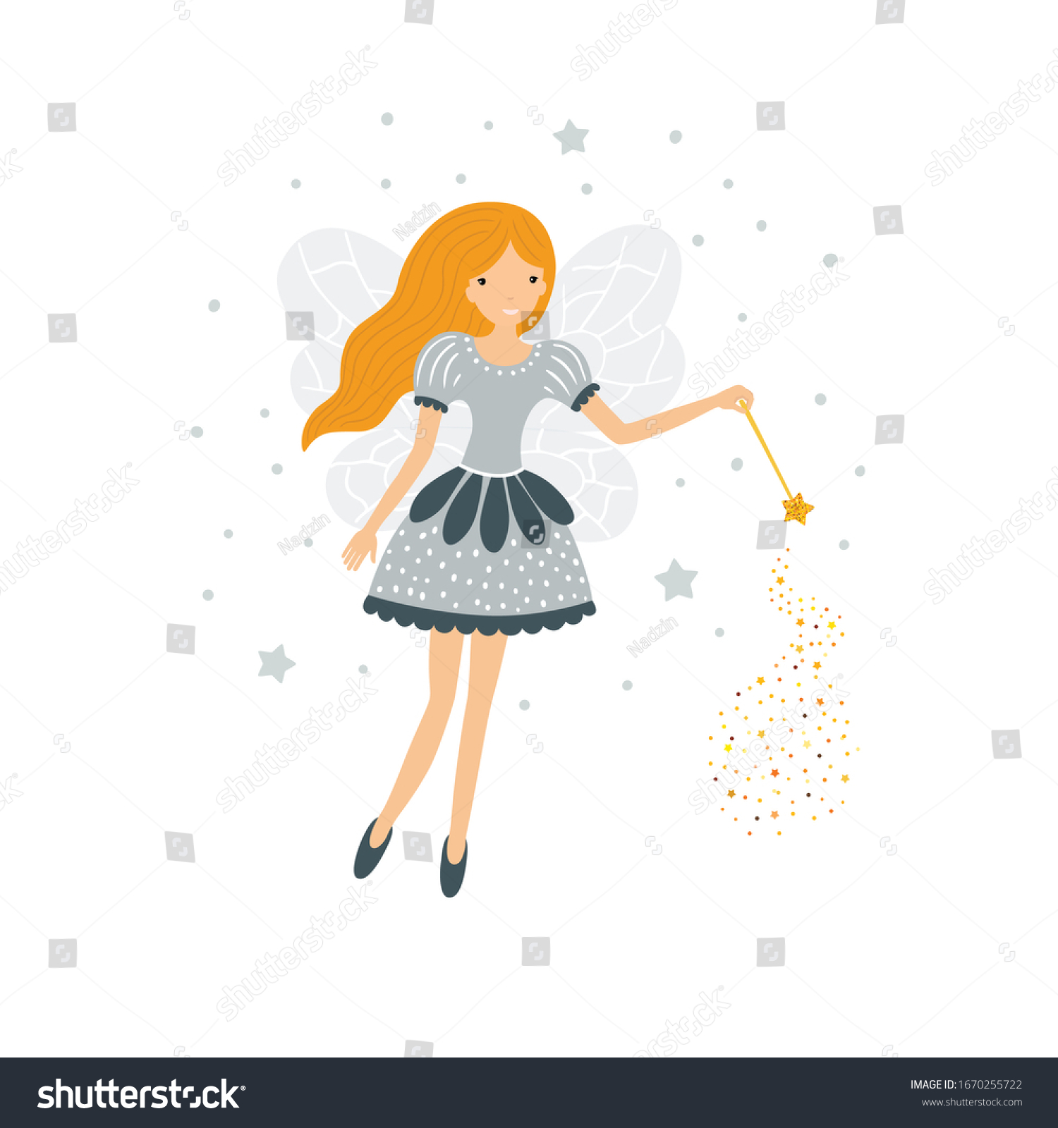 Cute Fairy Flight Magic Wand Stock Vector Royalty Free 1670255722