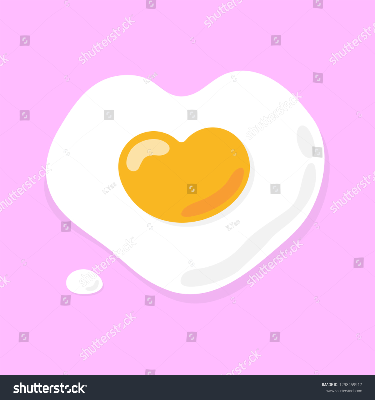 Cute Fried Egg Heart Shape Food Stock Vector Royalty Free