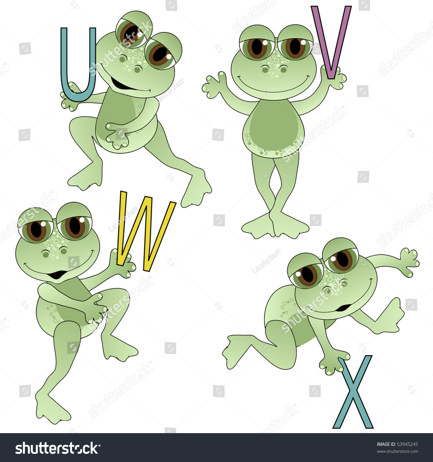 Cute Frogs Holding Letters Alphabet Stock Vector Shutterstock